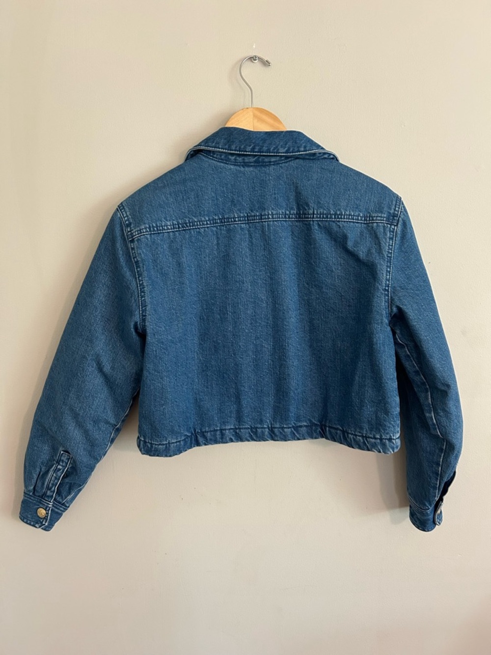 J. Crew Dark Blue Cropped Denim Jacket with Gold Buttons - Picture 4 of 14